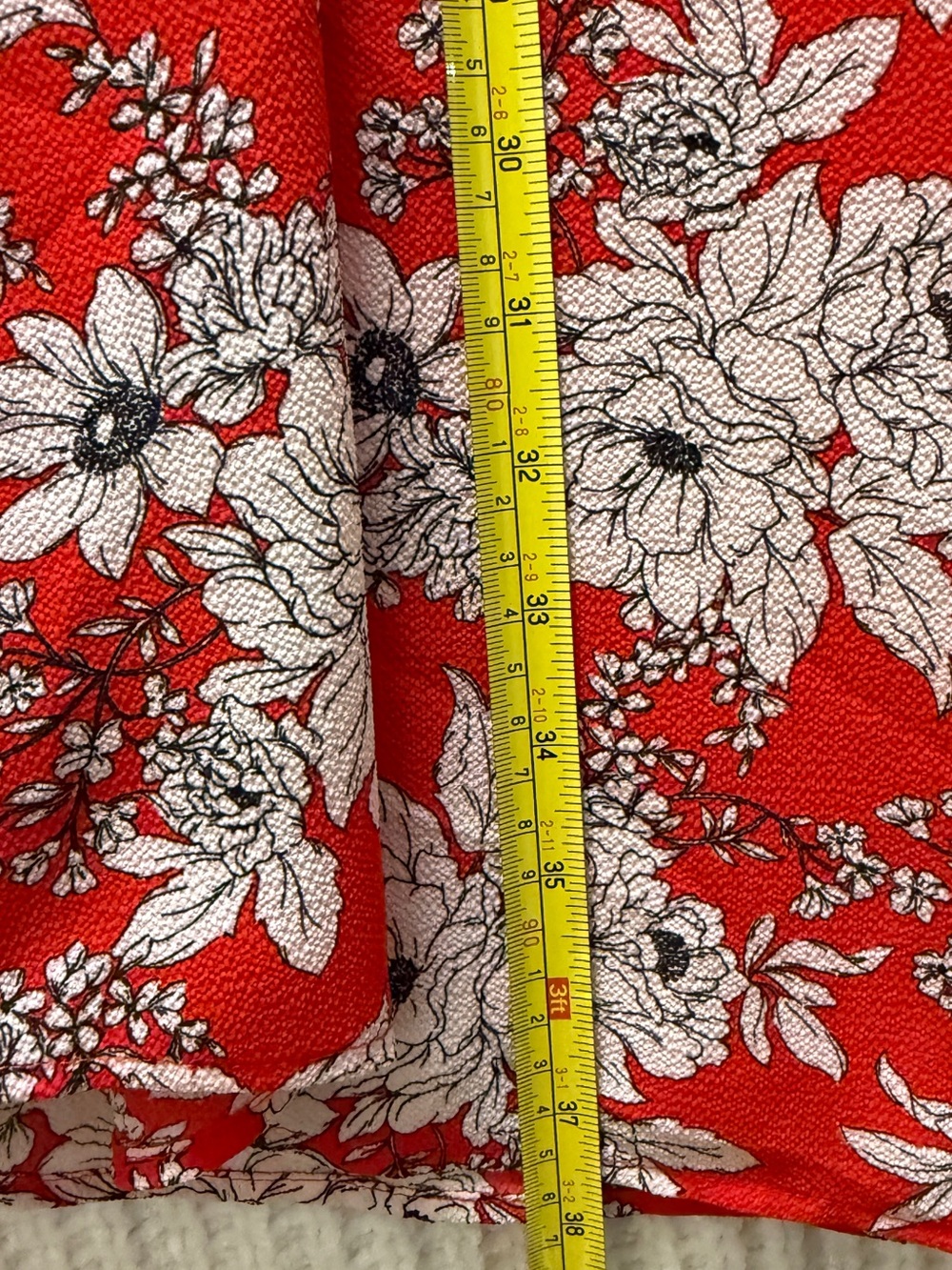 NWT Vince Camuto Women Dress Sz 16 Red Floral Boho Ruffle V-Neck Textured Crepe - Picture 10 of 11